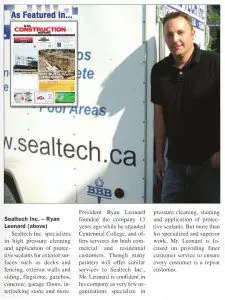 Seal Tech featured in the GTA Construction Report, August 2009