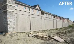 Acoustic fence after staining, Toronto