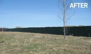 Wood hoarding fence after sealing, Toronto