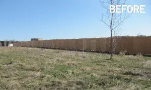 Wood hoarding fence before sealing, Toronto