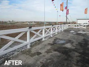 Model home parking lot fence, after painting