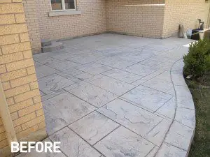 Pattern concrete before cleaning and sealing