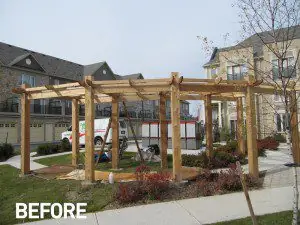 Pergola staining before, Toronto